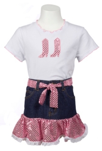 Kiddie Korral 2 Piece Pink Sequin Tee and Skirt Outfit